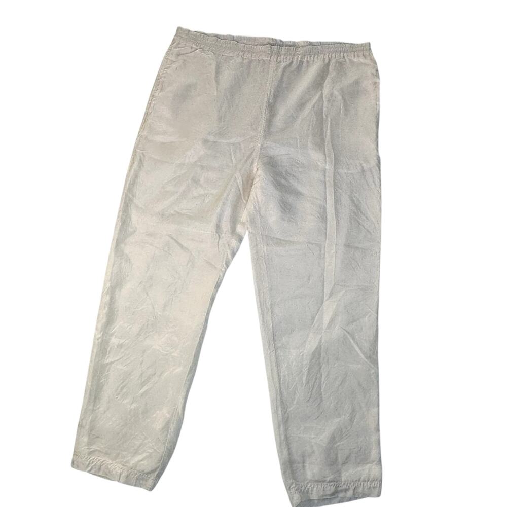 Vintage Womens Pants Size Small 7 Petite Silk Cream Straight Leg Stretch Waist